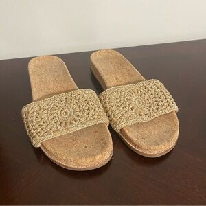 The SAK Mendocino Crochet Slip-On Cork Summer Slides Women’s Size 8